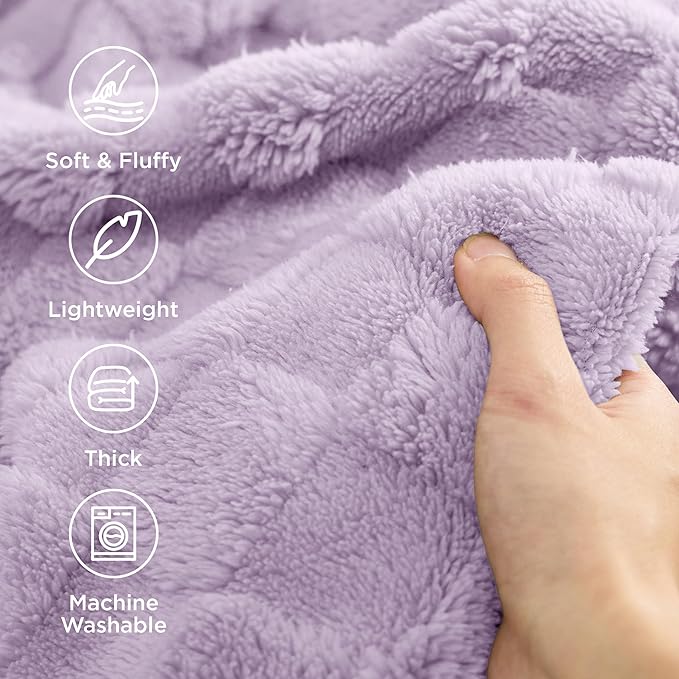 Bedsure GentleSoft Lavender Purple Throw Blanket for Couch Bed, Checkered Fleece Soft Cozy, Cute Throw for Bedroom Home Decor Gifts for Women Men Girls,Lavender Fog, 50x60 Inches