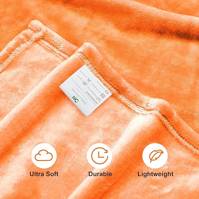 DREAMNINE Super Large Soft Fall Fluffy Fleece Bed Blanket Queen Size 90" x 90", Luxury Decorative Fuzzy Halloween Blanket for Bedroom,Big Cozy Shaggy Warm Flannel Blankets for Winter Autumn Pet,Orange