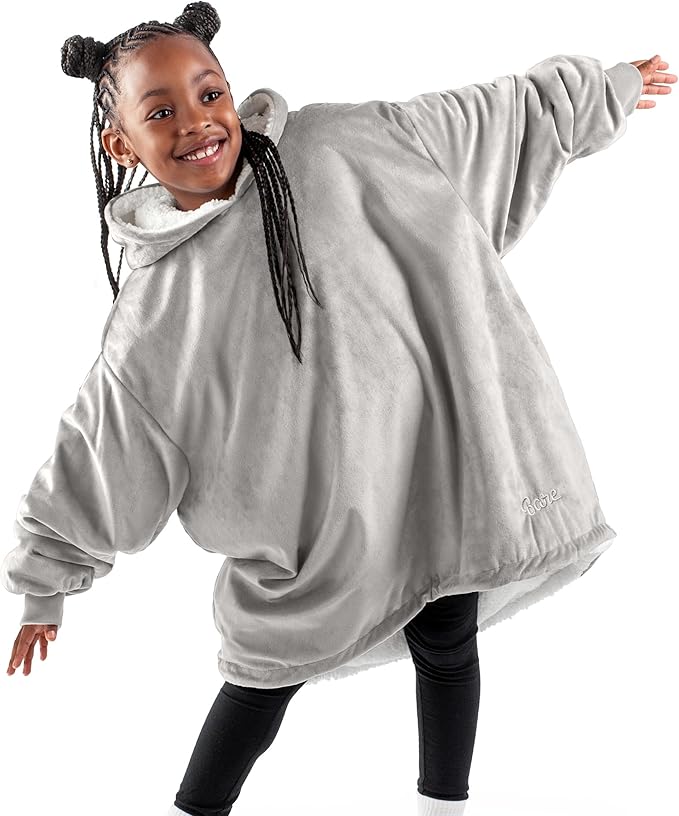 Bare Home Wearable Blanket Hoodie - Soft Plush Sherpa - Warm and Cozy - Oversized Wearable Blanket - Adult & Kid Sizes