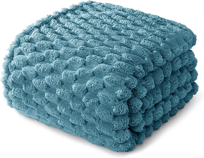 Whale Flotilla Twin Size Blanket for Bed with Jacquard Pattern, Fuzzy Soft Cozy Exquisite Blankets for All Season, Warm and Fluffy, 60x80 Inch, Slate Blue