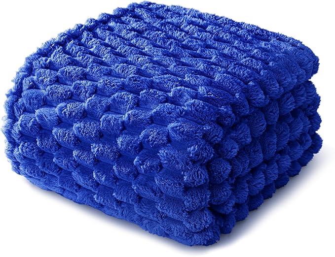 Whale Flotilla Twin Size Blanket for Bed with Jacquard Pattern, Fuzzy Soft Cozy Exquisite Blankets for All Season, Warm and Fluffy, 60x80 Inch, Blue