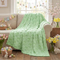 Horaldaily Easter Solid Blanket Throw, Green Rabbits Bow Soft Fuzzy Plush Faux Fur Cozy Blankets for Couch Sofa Bed Lounging, Ideal Gifts for Kids Adults Wife Self, 50x60