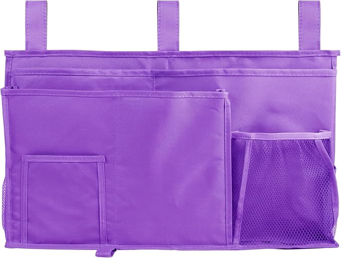 Joyfulife Bedside Caddy Bunk Bed Organizer Bedside Storage Organizer Hanging Bed Organizer Storage Bag Pocket for Bunk and Hospital Beds, College Dorm Rooms Baby Bed Rails Camp 8 Pockets (Purple)