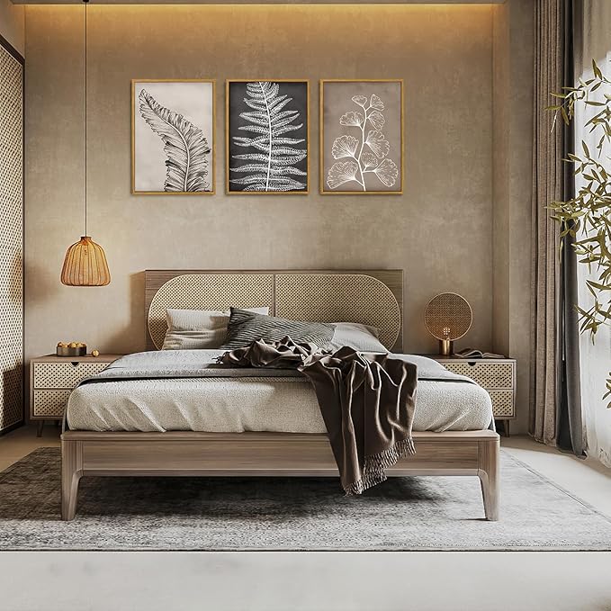 Wodkwq 3 Piece Black Beige Vintage Botanical Canvas Wall Art Framed,Modern Natural Leaves Wall Decor,Minimalist Floral Wall Painting, Abstract Leaf Art Print for Living Room,Bedroom,Office 12x16in