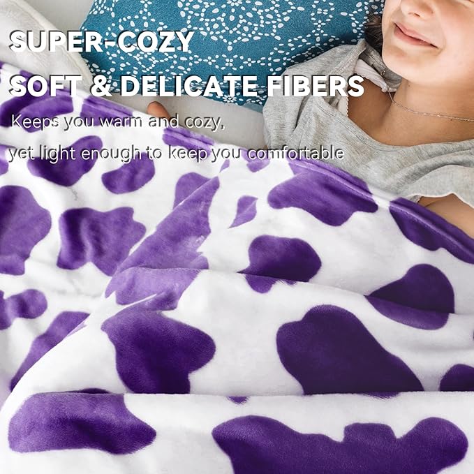 Purple Twin Fleece Blanket - Ultra Soft Flannel Throw for Couch & Bed, Lightweight Warm Blanket for Adults, Teens - Lavender Home Decor Gifts 60"x80"