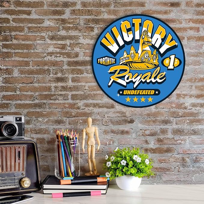 Fortnite Victory Royale Metal Wall Decor - Bold Fortnite Sign for Bedroom or Game Room
