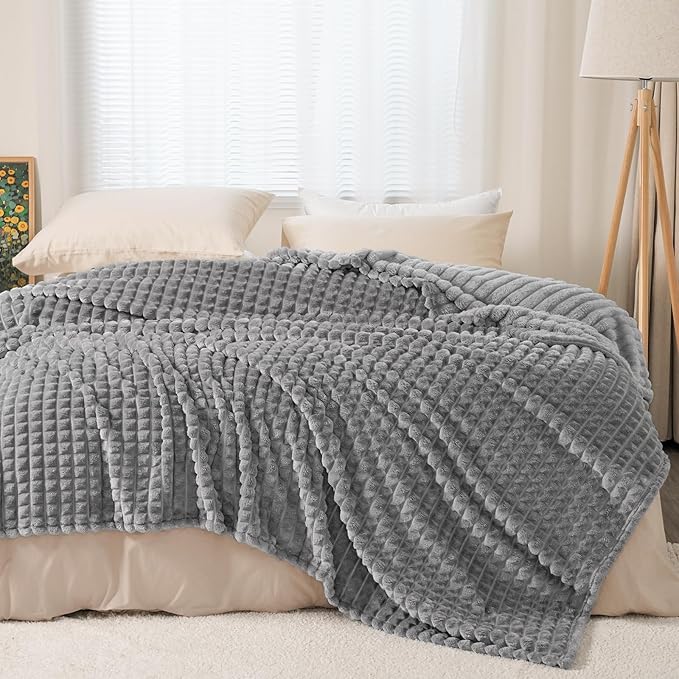 PHF Luxury Soft Fleece Blanket King Size, No Shed No Pilling, 380GSM Fluffy Cozy Throw Blankets for Bed, 108"x90",Lightweight Warm Bedding for Home Decor, Ideal Gift for Women, Sharkskin