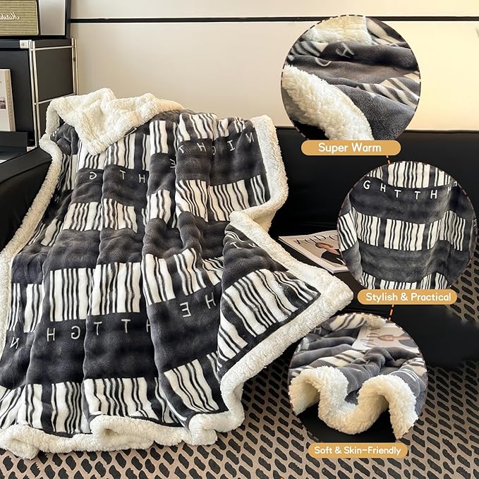 Fleece Bed Throw Blanket, Full Size 60 Inch × 80 Inch, Soft Plush Fluffy, Reversible Flannel Blanket for Sofa, Couch, Bed, All Seasons, for Women