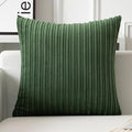 UGASA Velvet 18x18 Inch Soft Throw Pillow Cover Decorative Corduroy Striped Both Sides Solid Square Cushion Case Boho Farmhouse for Couch Bedroom Sofa Home, 1 Piece, Moss Green