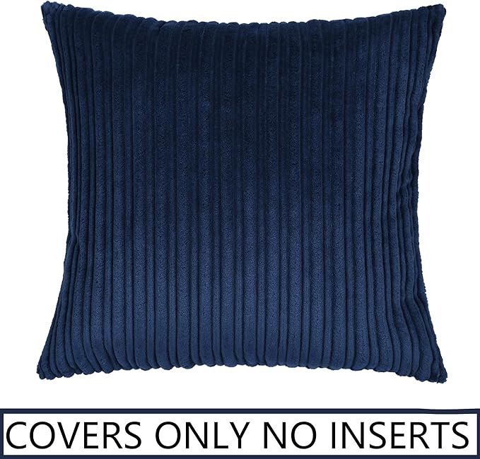 UGASA Soft Velvet Solid Square Decorative Cushion Cover Handmade Pillowcase with Hidden Zipper, 1 Pack, 20x20 inch, Navy Blue