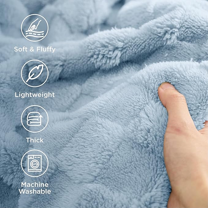 Bedsure GentleSoft Light Blue Throw Blanket for Couch - Checkered Fleece Blankets Gifts for Women Men Girls, Cute Soft Cozy Throw for Bedroom Home Decor Gifts, 50x60 Inches