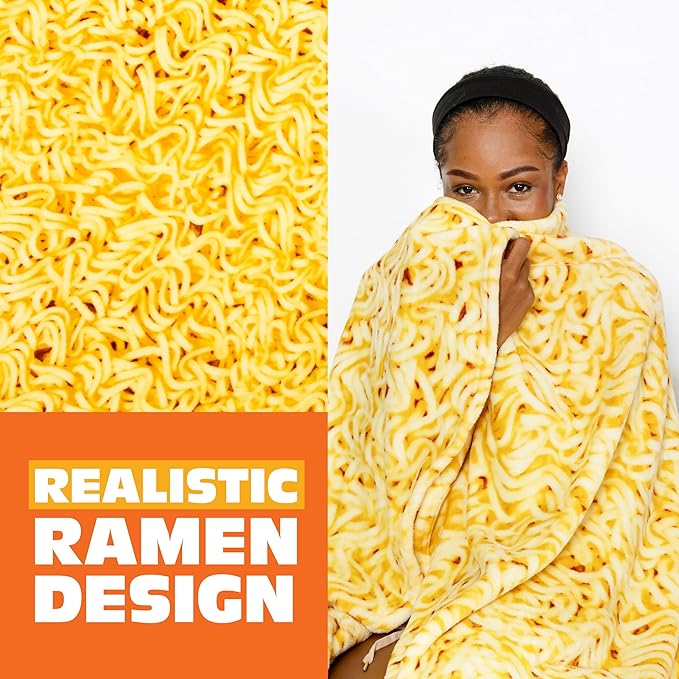 Cozy Concepts Co. Ramen by Relatable, Viral Trend Inspired, Looks Like a Giant Bowl of Ramen Noodles to Wrap Yourself Up In, Easter Gift for Kids & Teens, Easter Basket Filler, Large 65” Throw Blanket