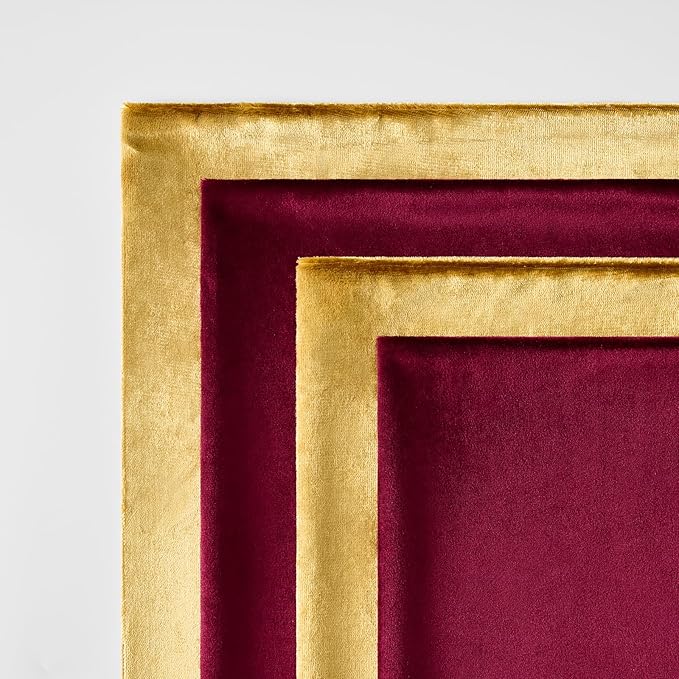 GIGIZAZA Decorative Pillow Covers 20x20: Burgundy Gold Throw Pillows Square Covers Set of 4 - Velvet Super Soft Couch Solid Cushion Covers for Living Room,Bedroom,Sofa,Christmas