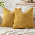 MIULEE Pack of 2 Gold Throw Pillow Covers 18x18 Inch Mustard Yellow Summer Modern Boho Accent Decorative Pillow Covers Soft Chenille Farmhouse Cushion Covers for Home Decor Couch Bed Sofa Living Room