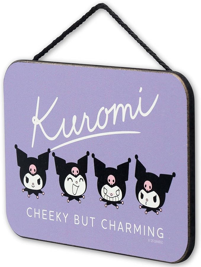 Kuromi Cheeky but Charming Hanging Wood Wall Decor - Fun Kuromi Sign for Bedroom or Play Room