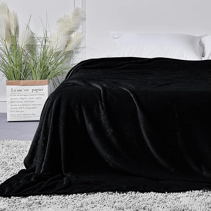 StangH Fleece Bed Blanket King Size - Plush Soft Cozy Bed Blankets All Seasons Suitable, Luxury Microfiber Blanket for Babies/Pets, (King Size 108 x 90, Black)