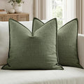 MIULEE Pack of 2 Thick Textured Couch Throw Pillow Covers, Dark Green Decorative Pillow Covers 20x20, Linen Cushion Cases for Sofa Bed Living Room Modern Farmhouse Home Decor, No Filling