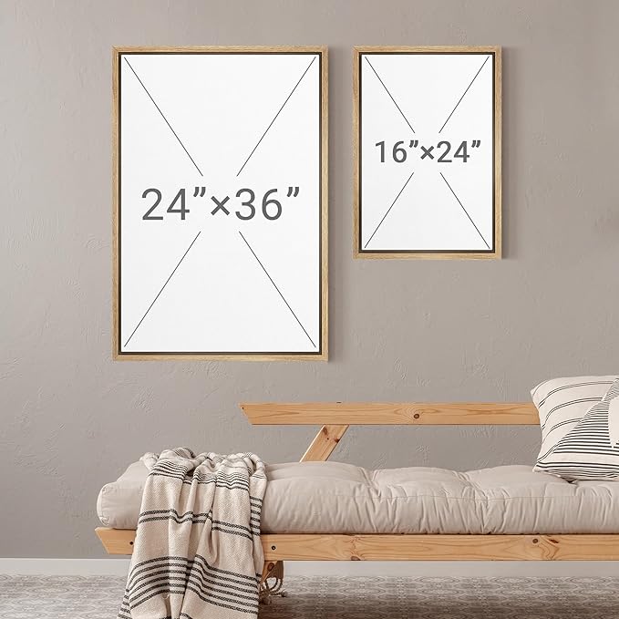 MUDECOR Framed Wall Art Print Set Mountain Landscape Nature with Trees, Lake, and Mountains, Rustic Illustrations Modern Art Decorative Colorful for Living Room, Bedroom, Office - 16"x24"x3 Natural
