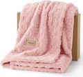 Bedsure Light Pink Throw Blankets for Women - GentleSoft Waffle Cozy Blanket for Sofa Couch Bed Room Decor, Super Fluffy Fleece Checkered Throw for Girls, Warm Cute All Season Gift, 50x60 Inches