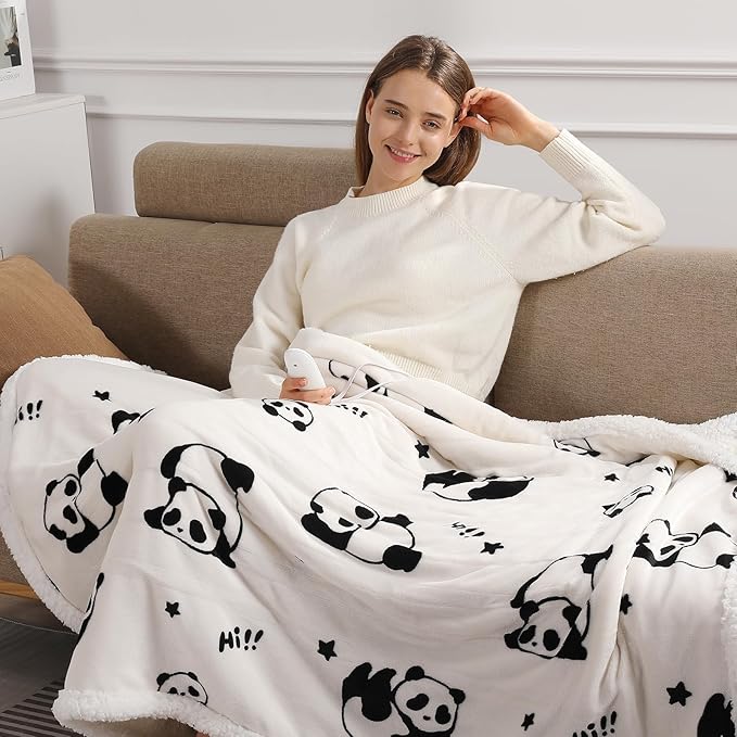 Electric Blanket Twin Cute Heated Blanket Twin Size 62 X 84inches, Ultra Soft Sherpa Heating Blanket with 5 Heating Levels & 10 Hrs Auto-Off, Overheat Protection, Great Birthday Gift