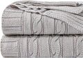 NTBAY 100% Pure Cotton Oversize (60x80) Cable Knit Throw Blanket, Super Soft Warm Knitted Throw Blanket for Bed, Sofa, Chair, Couch - Extra Cozy, Machine Washable, Comfortable Home Decor, Silver Grey