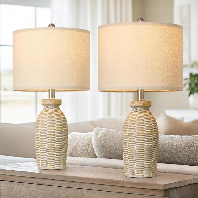 22.75" Table Lamps for Living Room Small Lamps for Bedroom Bedside Lamps Set of 2 Boho Lamps for Night Stands Nightstand Lamp Farmhouse Vintage Rustic Modern Side End Table Lamp Light Home Deco Gifts