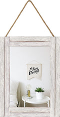 16 X 12 Inch Rustic Wood Framed Wall Mirror with Hanging Rope for Farmhouse Decor, for Entryway, Bedroom, Bathroom, Dresser, Wash White