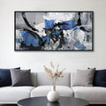 Blue Abstract Canvas Wall Art: Large Wall Art Paintings for Living Room, Modern, Framed Artwork in Blue and Black -Bedroom, and Office Decorations for Work - Gray Pictures for bedroom Wall Decor