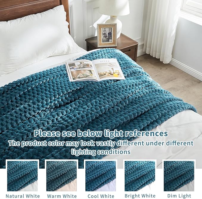 FY FIBER HOUSE Oversized King Blanket 120" x120" Seamless Extra Large Bed Blanket 10' x 10' Super Soft Plush Fuzzy Huge Blankets for Couch Office Sofa, Storm Blue