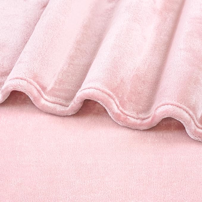 PAVILIA Light Pink Fleece Throw Blanket for Couch Twin Size, Blush Pink Super Soft Fuzzy Flannel Throw for Sofa, Luxury Plush Microfiber Blanket Twin Bed, Home Decorative Velvet Gift Blanket, 60x80