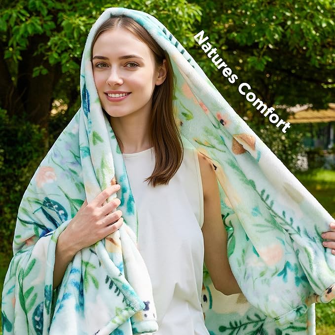 Bedsure Dog Throw Blanket - Vintage Cute Soft Throw for Girls Boys Teens Kids as Gifts, GentleSoft Fleece Cozy Fuzzy Home Decor Animal Pattern Blankets for Couch Bed Camping, Green, 50x60