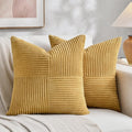 Fancy Homi 2 Packs Mustard Yellow Decorative Throw Pillow Covers 22x22 Inch for Living Room Couch Bed Sofa, Farmhouse Boho Home Decor, Soft Corss Corduroy Patchwork Accent Square Cushion Case 55x55 cm