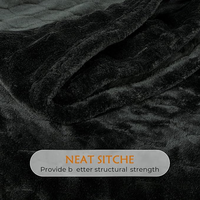 TOONOW Fleece Blanket Fuzzy Plush Throw Blanket Twin Size 60" x 80", Super Soft Fluffy Bed Blanket Geometric Pattern Comfy Microfiber Flannel Blankets for Couch, Bed, Sofa, Black