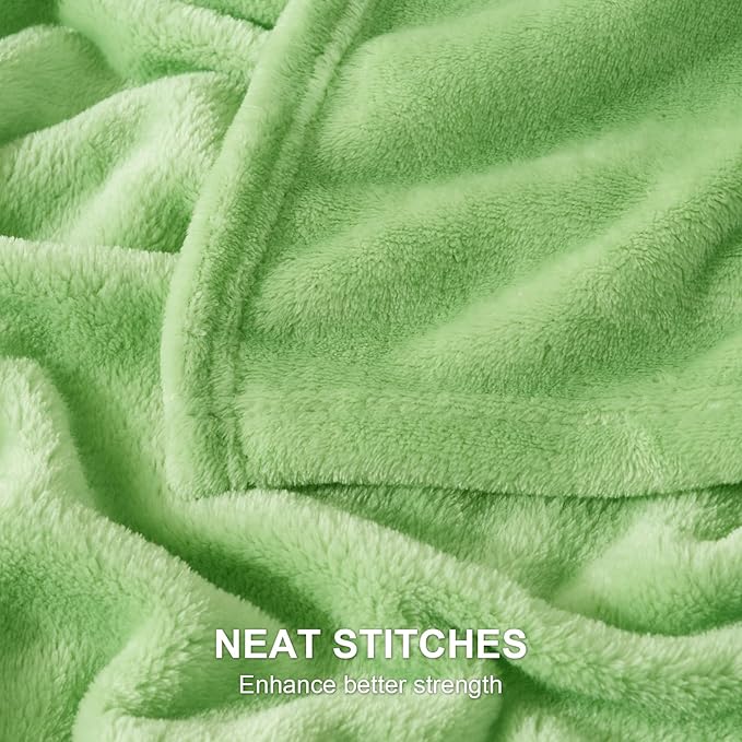 Hansleep Fleece Grass Green Twin Blanket, Super Soft Flannel Fuzzy Plush Cozy Blanket for All Seasons, Grass Green, Twin 60x80 Inches
