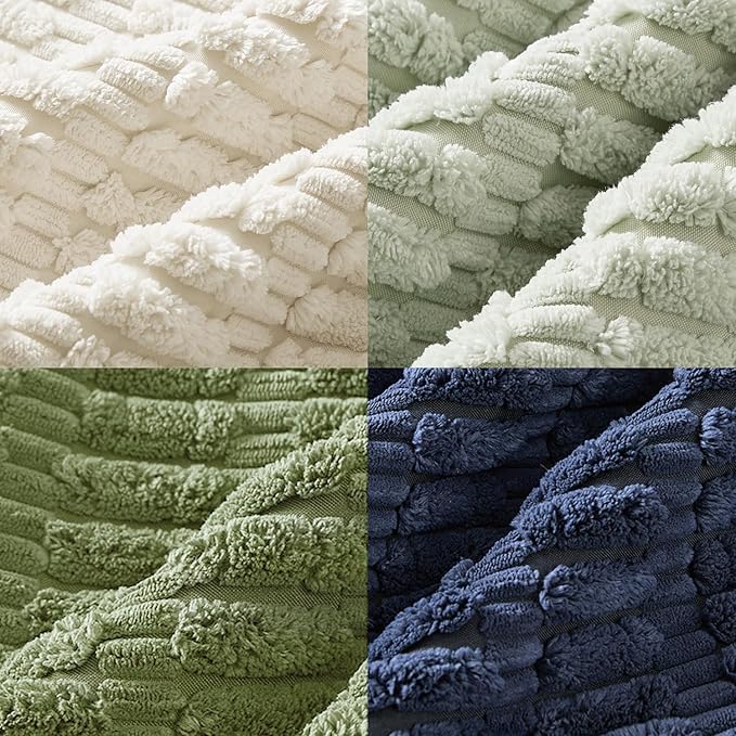 MIULEE Soft Corduroy Spring Throw Pillow Covers Set of 4 Green Blue 18x18 Inch Modern Farmhouse Boho Decorative Accent Cushion Covers for Couch Sofa Bedroom