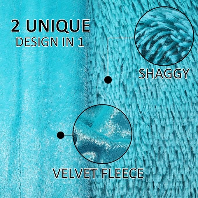YUSOKI Long Faux Fur Twin Size Blanket,2 Layers,3.4lb for Bed Couch Home Décor Gifts Women (Teal,60" x 80")