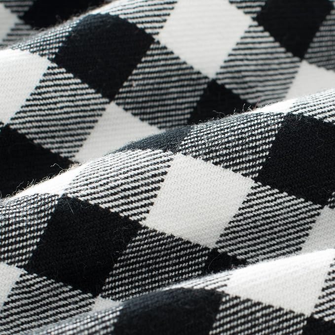100% Cotton Throw Blanket Plaid Soft Lightweight Cozy Farmhouse Tassels Summer Thin Breathable Throws for Couch Sofa Bed (50" × 60" Black)