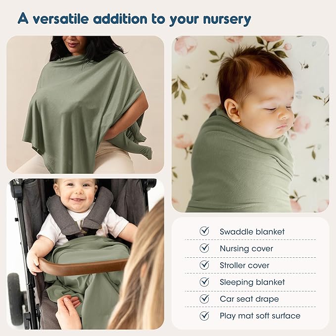 GRSSDER 2 Pack Newborn Swaddle Blanket, Ultra Soft Stretchy Jersey Knit Extra Large Size 33 x 44 Receiving Blankets for Easy Swaddling Baby Snug and Cozy