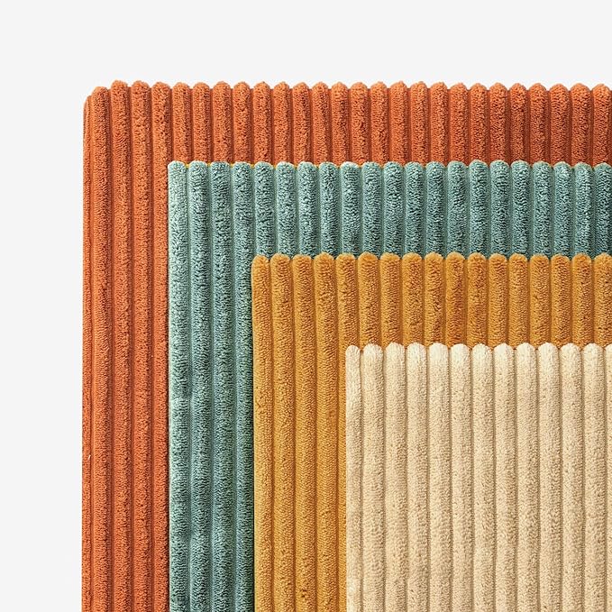 EMEMA Teal Orange Decorative Throw Pillow Covers for Couch Bed Livingroom 18x18 Inch Set of 4 Boho Farmhouse Corduroy Striped Square Pillow Case,Western Modern Cushion Covers Spring Home Decor