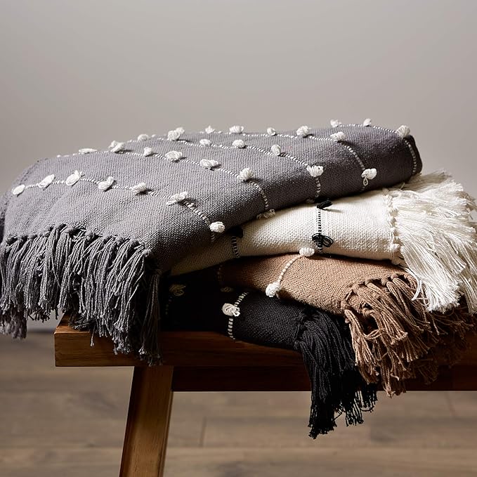 DII Woven Loop Throw Collection, 50x60, Black