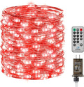 Minetom Fairy Lights with Remote, 66 Feet 200 Led Firefly String Lights Plug in for Bedroom Home Wall Ceiling Christmas Tree Wreath Craft Wedding Party Indoor Outdoor Decoration,Red