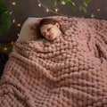 NEWCOSPLAY Super Soft King Blanket Pink Premium Silky Flannel Fleece 3D Clouds Stylish Jacquard Lightweight Bed Blanket All Season Use 350GSM (Pink, King(90"x110"))