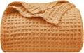 PHF Ultra Soft Waffle Weave Blanket King Size 104"x 90"- Washed Lightweight Breathable Cozy Woven Blanket for Bed - Aesthetic Decor for Couch Bedding Sofa Home Car - Orange