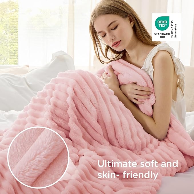 Bedsure GentleSoft Pink Throw Blanket for Couch - Birthday Gifts for Teen Girls Her Sister, Soft Cozy Cute Small Fleece Throw Blanket for Girls, Coral Pink Room Home Decor, 50x60 Inches
