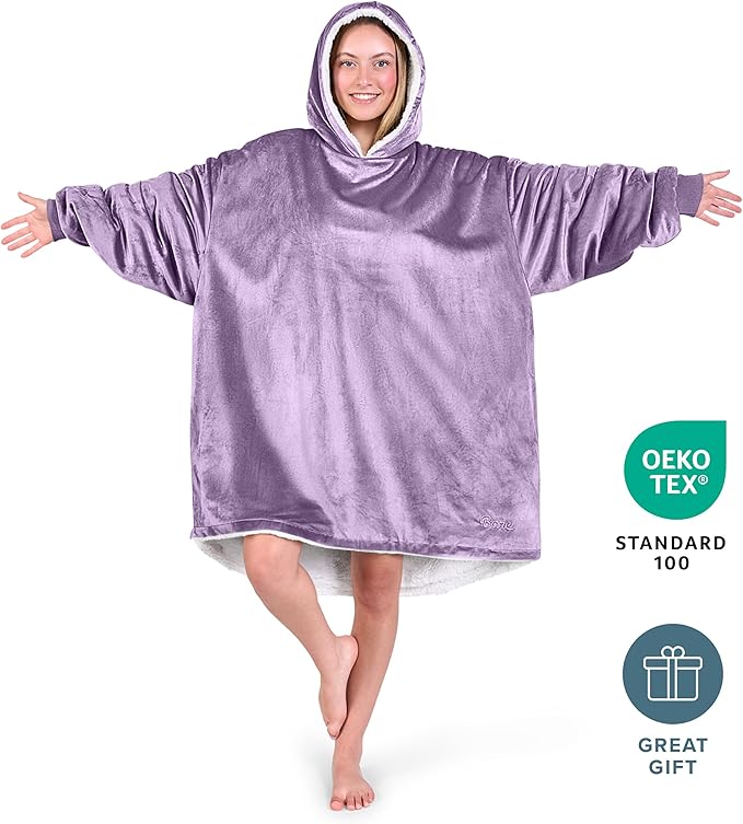 Bare Home Wearable Blanket Hoodie - Soft Plush Sherpa - Warm and Cozy - Oversized Wearable Blanket - Adult & Kid Sizes