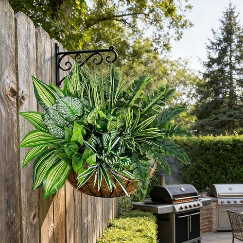 12 Bundles Large Outdoor Artificial Plants UV Resistant Fake Greenery Stems Faux Plastic Leaves Bushes for Front Porch Outside Patio Garden Yard Home Decor