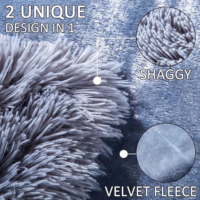 YUSOKI Grey King Faux Fur Blanket,2 Layers,90"x104",Without Pillows Big Soft Plush Fuzzy Large Warm Fluffy Gray Blanket for Bed