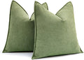 MIULEE Pack of 2 Sage Decorative Pillow Covers 18x18 Inch Soft Chenille Luxurious Couch Throw Pillows Farmhouse Cushion Covers with Elegant Design for Sofa Bedroom Living Room Spring Home Decor