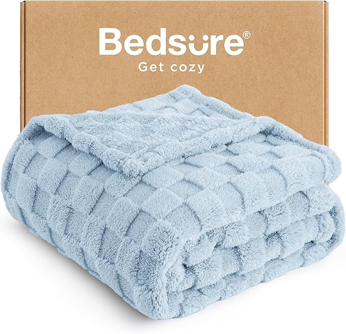 Bedsure GentleSoft Light Blue Throw Blanket for Couch - Super Soft Cozy Blankets Gifts for Women Men Girls, Cute Small Fleece Throws for Bedroom Home Decor, 50x70 Inches