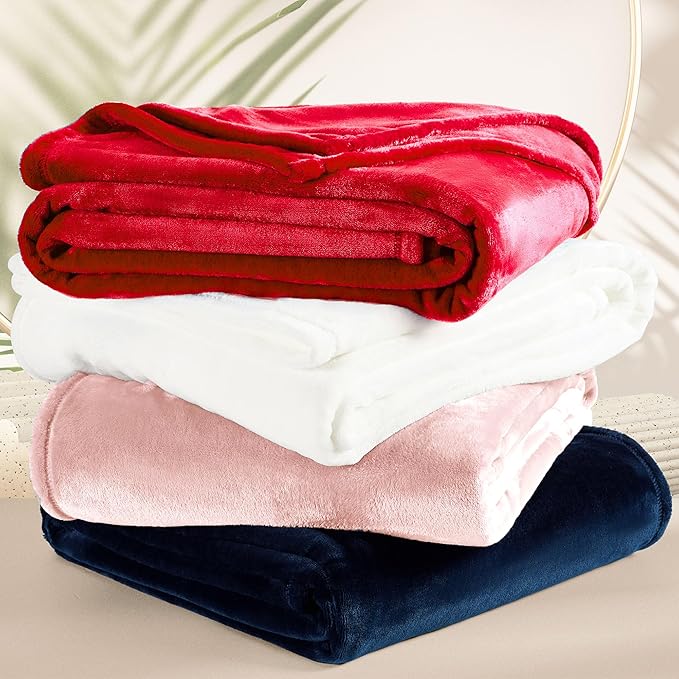 DREAMNINE Soft Plush Fuzzy Fleece Throw Blanket for Couch Sofa Chair 50" x 60", Decorative Solid Lightweight Fluffy Velvet Blankets for Women Girl, Cozy Accent Shaggy Flannel Blanket for Bedroom, Pink